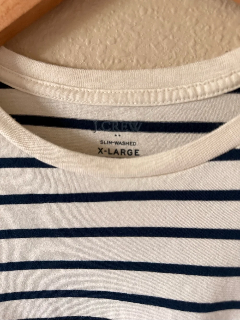 J. Crew Cream & Black Striped Short-Sleeve Tee
